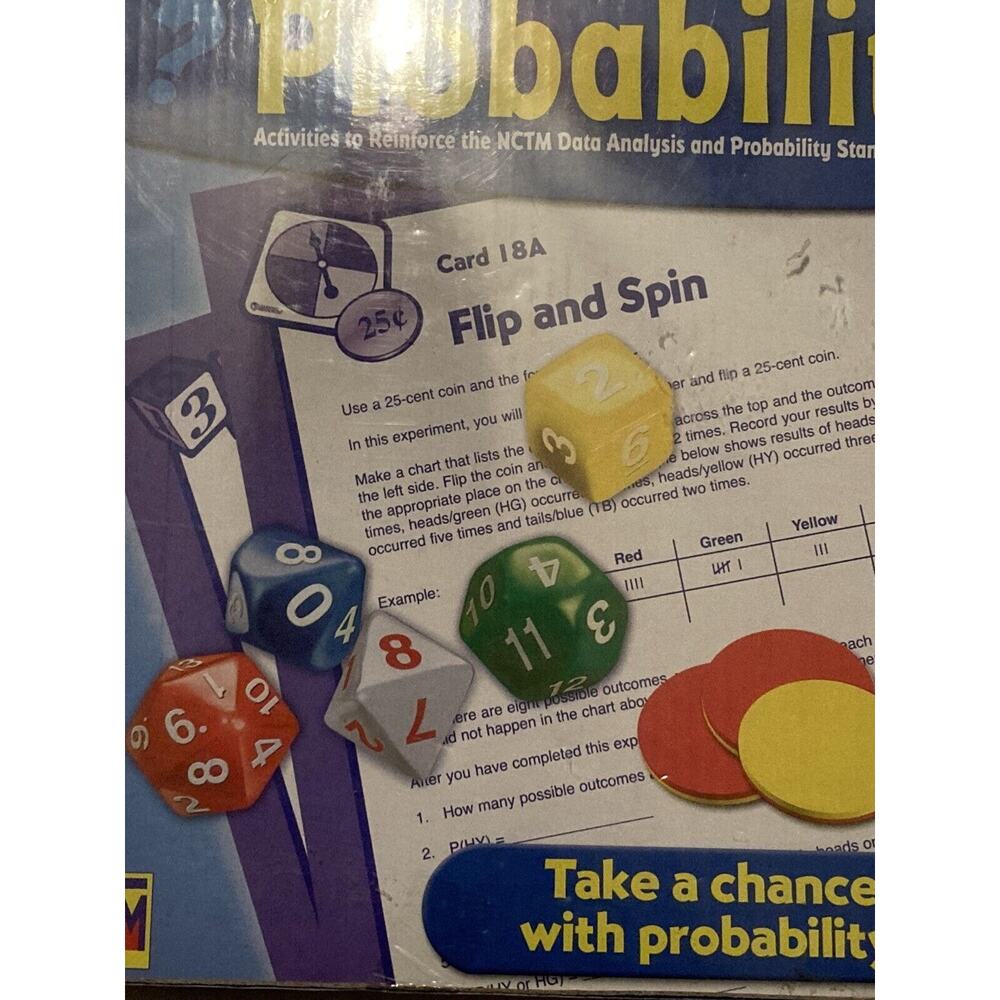 Learning Resources Deluxe‎ Probability Kit Game NCTM Data Analysis Standards NEW - Picture 2 of 5